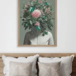 plakat joga yoga motywacyjny z-cytatem plakat kobieta z kwiatami zamiast glowy vintage na prezent motyle kwiaty liście rośliny flow yoga prints