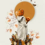 printy print Plakat dynia jesień ciasto dyniowe dla kobiety kremowy beżowy plakaty do sypialni autorski wzór autorskie wzory plakatów kolaż collage kolaz nowoczesny 40 x 60 cm A4