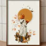 printy print Plakat dynia jesień ciasto dyniowe dla kobiety kremowy beżowy plakaty do sypialni autorski wzór autorskie wzory plakatów kolaż collage kolaz nowoczesny 40 x 60 cm A4