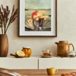 printy print Plakat frytki z ketchupem plakaty do kuchni fryteczka zielony niebieski plakat do kuchni widelec do restauracji plakat rubens rokoko nowoczesny 50x70 A4