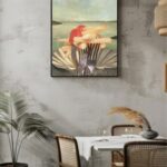 printy print Plakat frytki z ketchupem plakaty do kuchni fryteczka zielony niebieski plakat do kuchni widelec do restauracji plakat rubens rokoko nowoczesny 50x70 A4