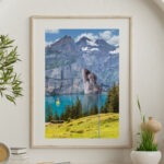 printy print Plakat góry rzeźba chillout natura krajobraz plakaty do sypialni autorski wzór autorskie wzory plakatów kolaż collage kolaz nowoczesny 40 x 60 cm A4