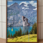 printy print Plakat góry rzeźba chillout natura krajobraz plakaty do sypialni autorski wzór autorskie wzory plakatów kolaż collage kolaz nowoczesny 40 x 60 cm A4