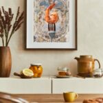 printy print Plakat krewetka w niebie plakaty do kuchni niebieski szary plakat do kuchni krewetki widelec śniadanie do restauracji plakat rubens rokoko nowoczesny 50x70 plakat