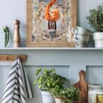 printy print Plakat krewetka w niebie plakaty do kuchni niebieski szary plakat do kuchni krewetki widelec śniadanie do restauracji plakat rubens rokoko nowoczesny 50x70 plakat