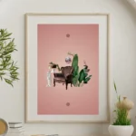 printy print Plakat kula disco dla kobiety różowy plakaty do sypialni autorski wzór autorskie wzory plakatów kolaż collage kolaz nowoczesny 40 x 60 cm A4 1