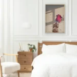 printy print Plakat kwiaty róża rózyczka ogród kobieta dla kobiety czerwony beżowy kremowy plakaty do sypialni autorski wzór autorskie wzory plakatów kolaż collage kolaz nowoczesny 40 x 60 cm A4