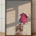 printy print Plakat kwiaty róża rózyczka ogród kobieta dla kobiety czerwony beżowy kremowy plakaty do sypialni autorski wzór autorskie wzory plakatów kolaż collage kolaz nowoczesny 40 x 60 cm A4