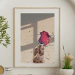 printy print Plakat kwiaty róża rózyczka ogród kobieta dla kobiety czerwony beżowy kremowy plakaty do sypialni autorski wzór autorskie wzory plakatów kolaż collage kolaz nowoczesny 40 x 60 cm A4