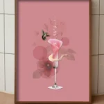 printy print Plakat kwiaty szampan ogród kobieta dla kobiety różowy plakaty do sypialni autorski wzór autorskie wzory plakatów kolaż collage kolaz nowoczesny 40 x 60 cm A4