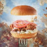 printy print Plakat niebianshamburger plakaty do kuchni niebieskiszary plakat do kuchni hamburg widelec śniadanie do restauracji plakat rubens rokoko nowoczesny 21x30 A4 plakat 1