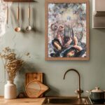 printy print Plakat owoce morza plakaty do kuchni niebieski szary fioletowy plakat do kuchni ośmiornica widelec do restauracji plakat rubens rokoko nowoczesny 50x70 A4