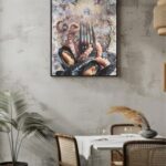 printy print Plakat owoce morza plakaty do kuchni niebieski szary fioletowy plakat do kuchni ośmiornica widelec do restauracji plakat rubens rokoko nowoczesny 50x70 A4