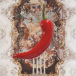 printy print Plakat papryka plakaty do kuchni czerwony szary plakat do kuchni papryka widelec śniadanie do restauracji plakat rubens rokoko nowoczesny duży 50x70 21x30 A4 plakat 8