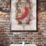 printy print Plakat papryka plakaty do kuchni czerwony szary plakat do kuchni papryka widelec śniadanie do restauracji plakat rubens rokoko nowoczesny duży plakat 3