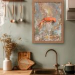 printy print Plakat raczek rak plakaty do kuchni niebieski szary pomarańczowy plakat do kuchni raczki widelec do restauracji plakat rubens rokoko nowoczesny 50x70 A4