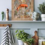 printy print Plakat raczek rak plakaty do kuchni niebieski szary pomarańczowy plakat do kuchni raczki widelec do restauracji plakat rubens rokoko nowoczesny 50x70 A4