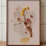 printy print Plakat różowy jesien dłoń plakaty do sypialni autorski wzór autorskie wzory plakatów kolaż collage kolaz nowoczesny 40 x 60 cm A4 4