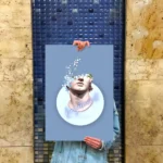 printy print Plakat rzeźba niezapominajki kwiaty niebieski błekitny plakaty do sypialni autorski wzór autorskie wzory plakatów kolaż collage kolaz nowoczesny 40 x 60 cm A4 6