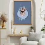 printy print Plakat rzeźba niezapominajki kwiaty niebieski błekitny plakaty do sypialni autorski wzór autorskie wzory plakatów kolaż collage kolaz nowoczesny 40 x 60 cm A4 6