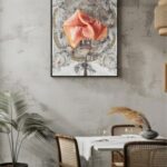 printy print Plakat szynka szyneczka plakaty do kuchni szary różowy plakat do kuchni plaster szynki widelec do restauracji plakat rubens rokoko nowoczesny 50x70 A4