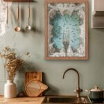 printy print Plakat widelec plakaty do kuchni niebieski szary plakat do kuchni widelec śniadanie do restauracji plakat rubens rokoko nowoczesny duży plakat do kuchni 1