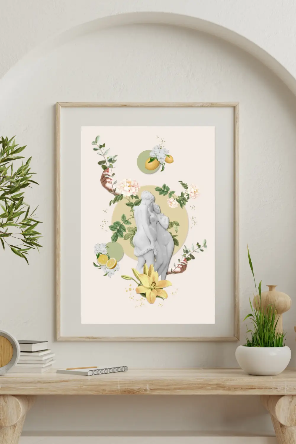 printy print Plakat włochy cytryna rzeźba chillout natura plakaty do sypialni autorski wzór autorskie wzory plakatów kolaż collage kolaz nowoczesny 40 x 60 cm A4
