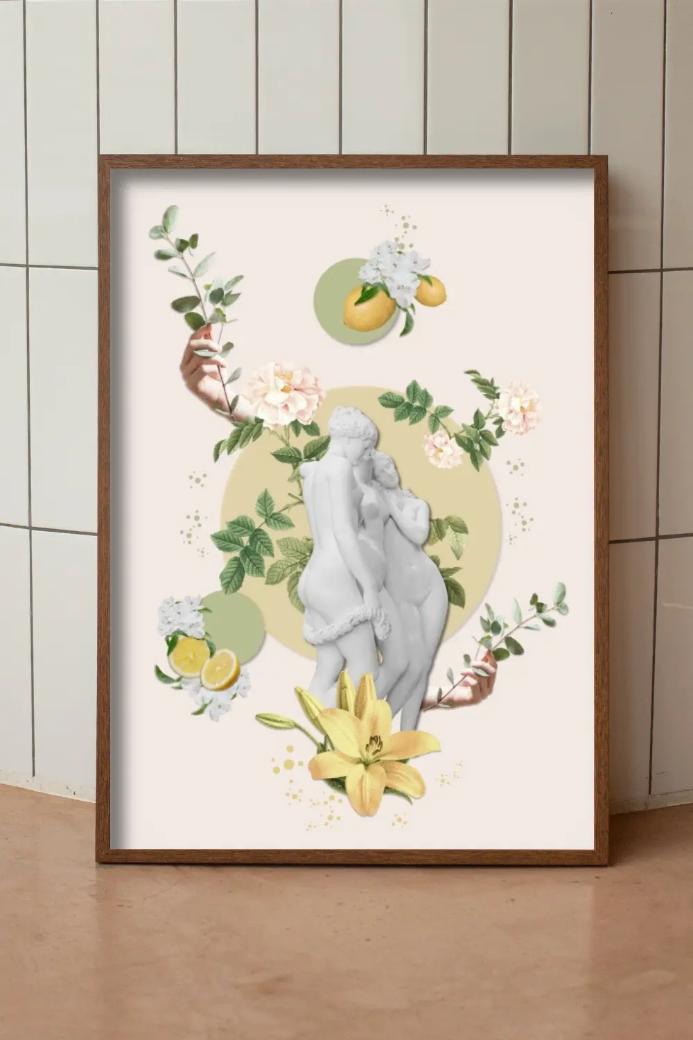 printy print Plakat włochy cytryna rzeźba chillout natura plakaty do sypialni autorski wzór autorskie wzory plakatów kolaż collage kolaz nowoczesny 40 x 60 cm A4