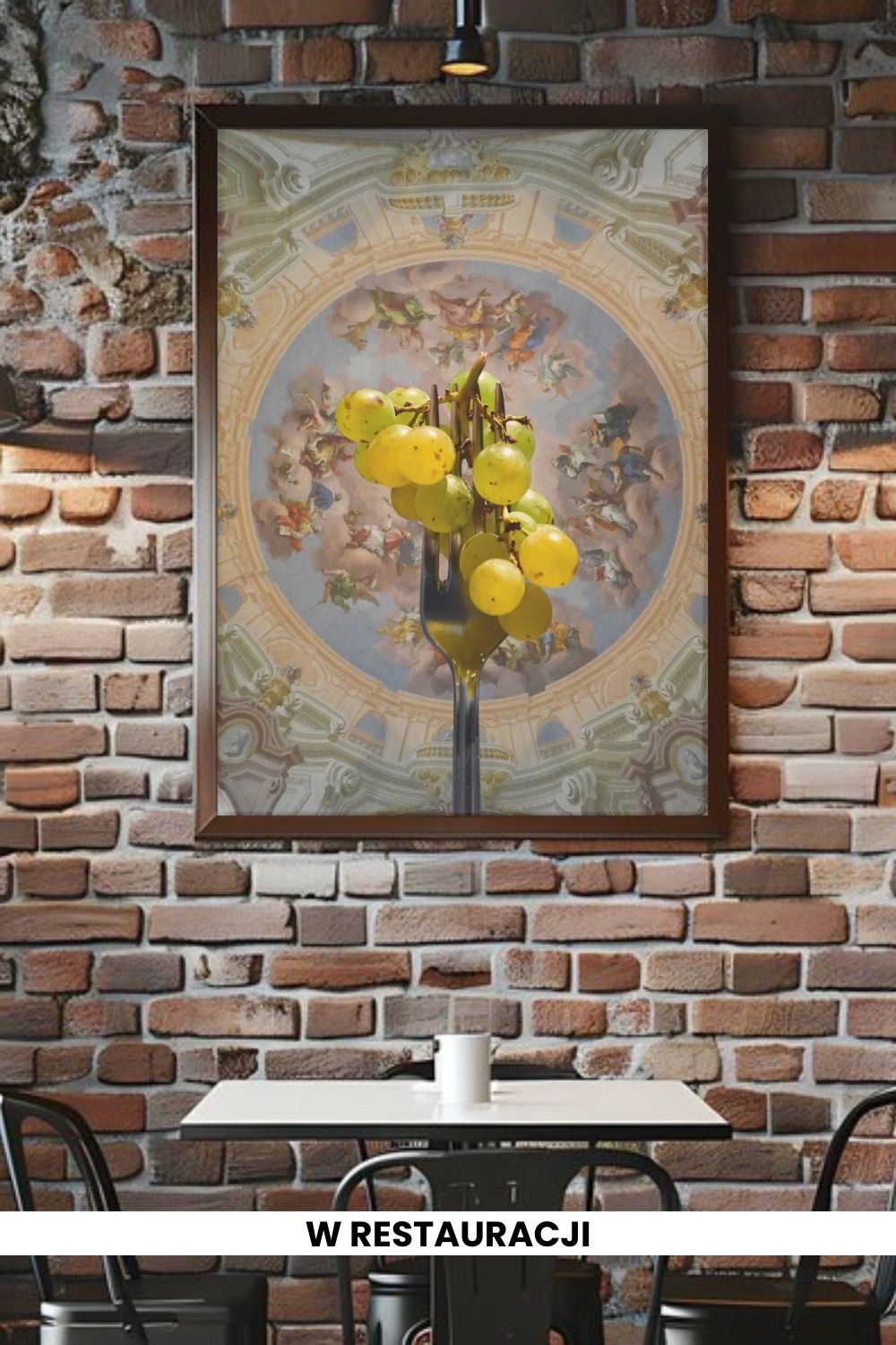 printy print Plakat zielone winogrona plakaty do kuchni zielony plakat do kuchni widelec do restauracji plakat rubens rokoko nowoczesny 50x70 A4