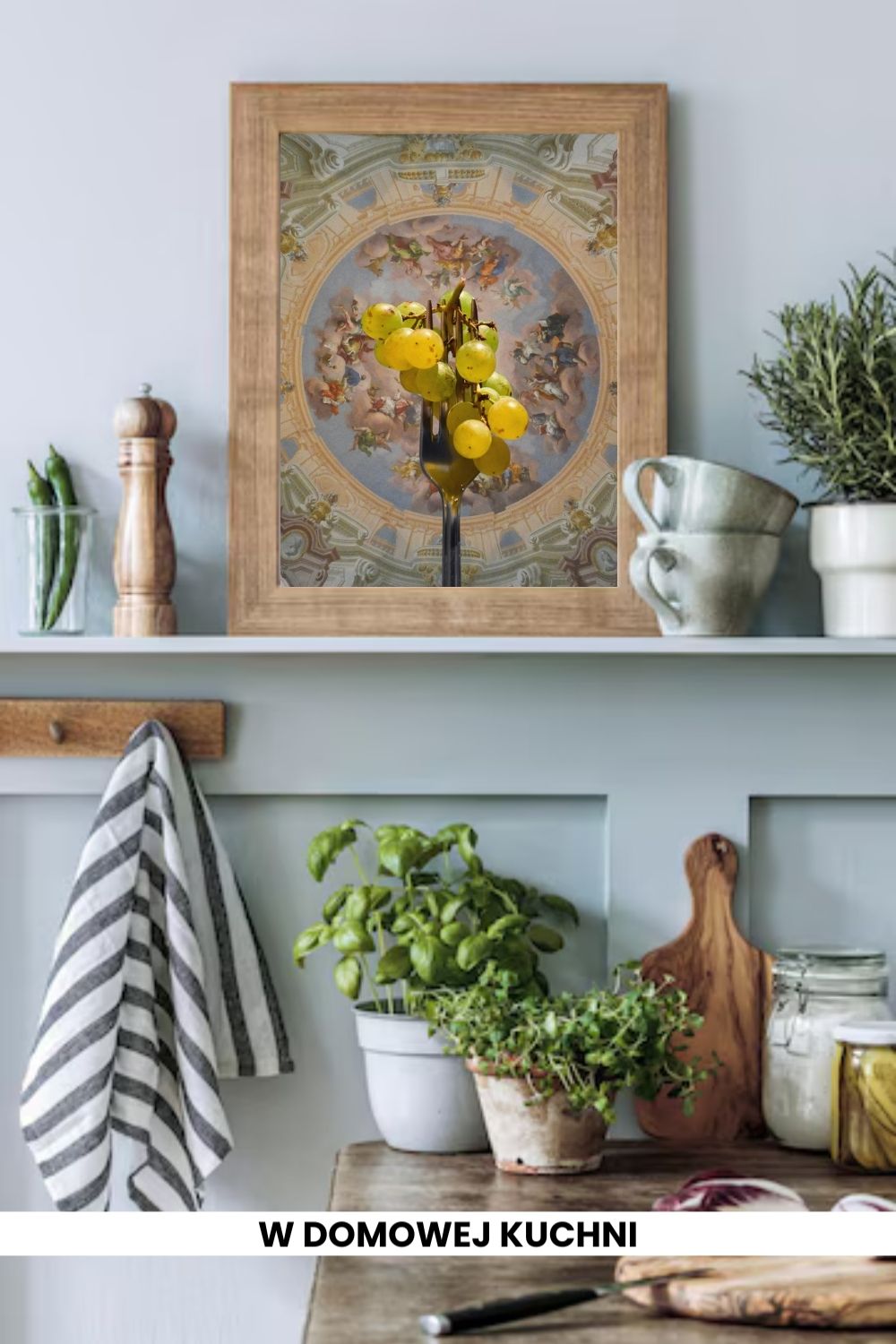 printy print Plakat zielone winogrona plakaty do kuchni zielony plakat do kuchni widelec do restauracji plakat rubens rokoko nowoczesny 50x70 A4