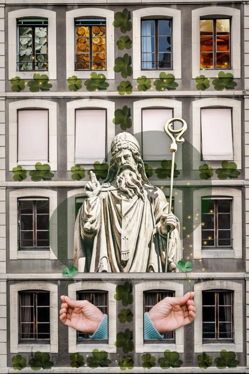printy print Plakat zielony swiety Patryk saint patrics day plakaty do sypialni autorski wzór autorskie wzory plakatów kolaż collage kolaz nowoczesny 40 x 60 cm A4